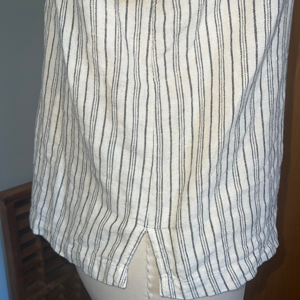 Lucky Brand Striped Linen Blend Button Down Short Sleeve Shirt - Medium - Picture 5 of 8